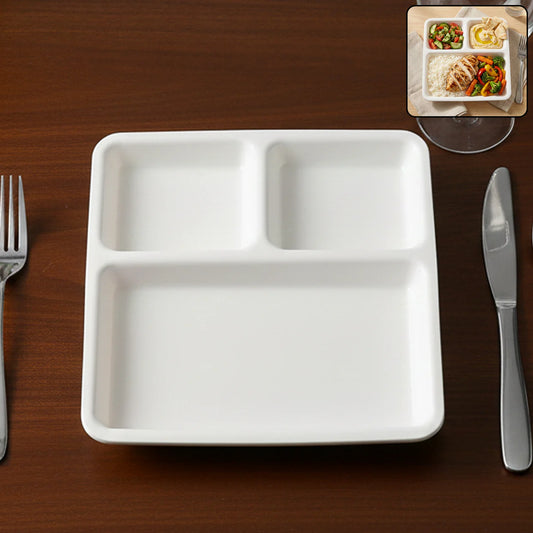 Happyclick Plastic 3-Compartment Plate for Meal Serving - HappyClick