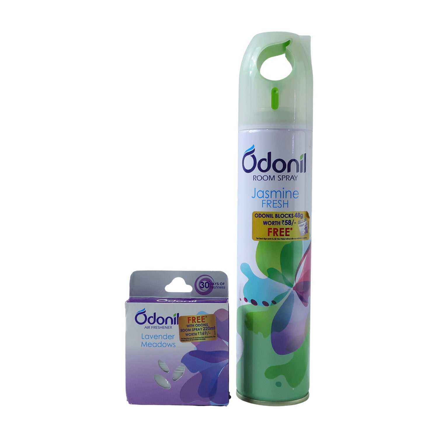 Household air freshener spray and fragrance blocks for various spaces