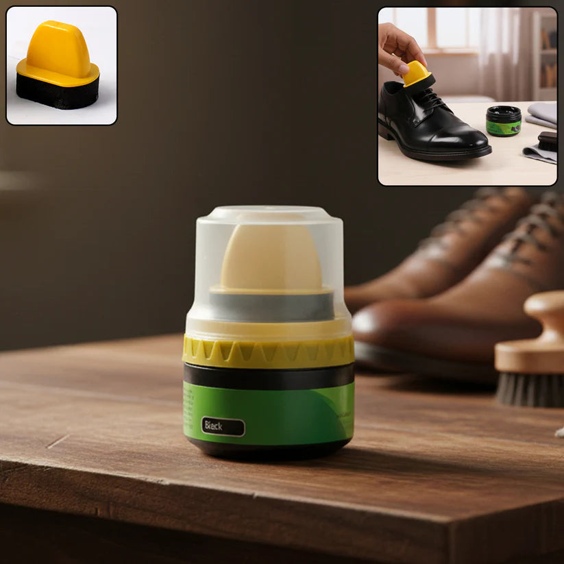 Happyclick Black Shoe Polish Cream with Built-in Sponge Applicator (60 ML Approx) - HappyClick