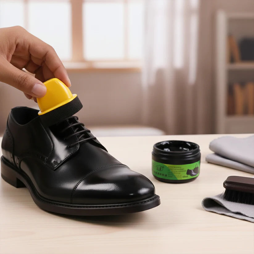 Happyclick Black Shoe Polish Cream with Built-in Sponge Applicator (60 ML Approx) - HappyClick