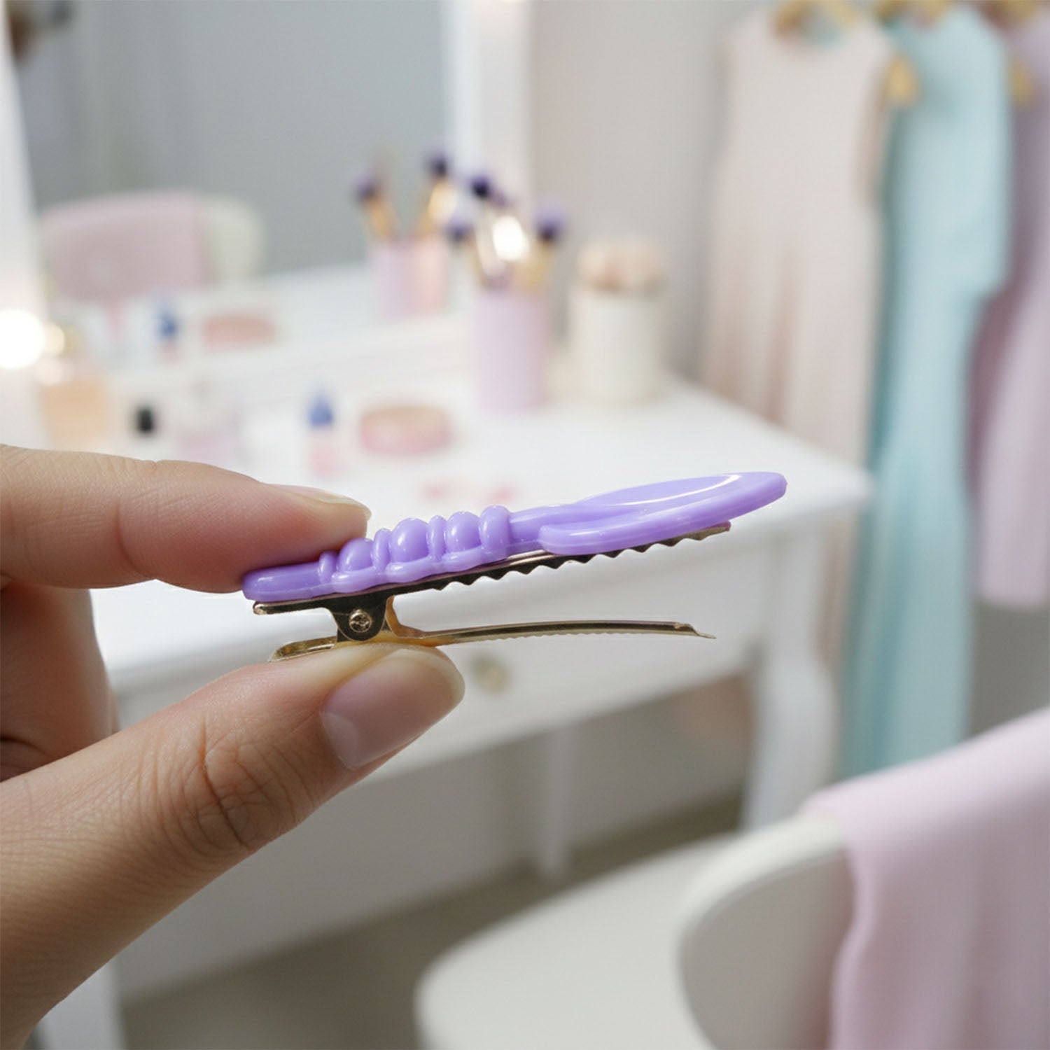 Two-piece mini hair clip set on white background