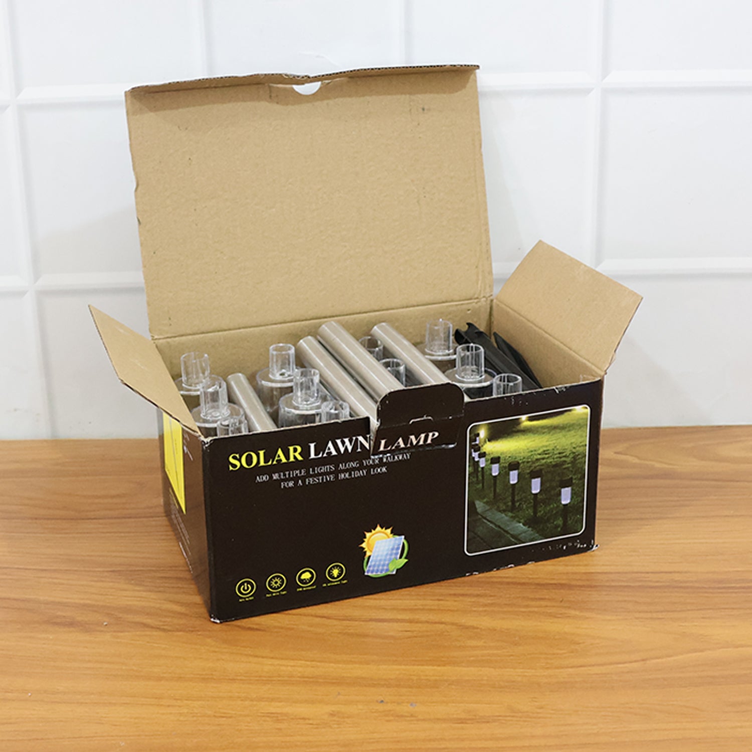 Additional image showcasing 12-piece solar lawn lamp set in garden environment