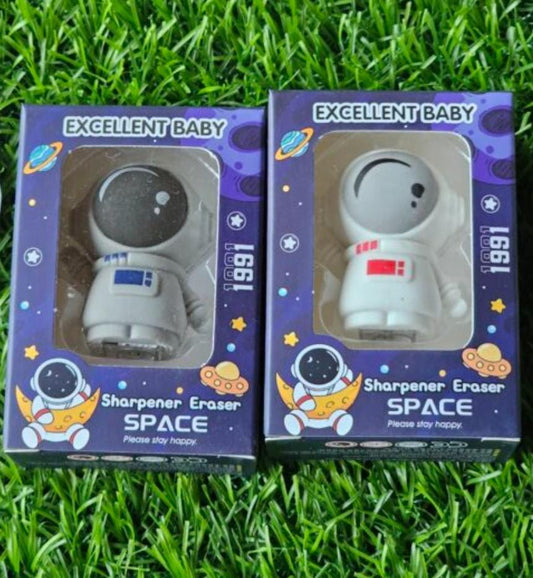 Shop the Spaceman Sharpener Eraser for a playful and functional stationery tool. A cute spaceman design that sharpens pencils and erases mistakes with ease.