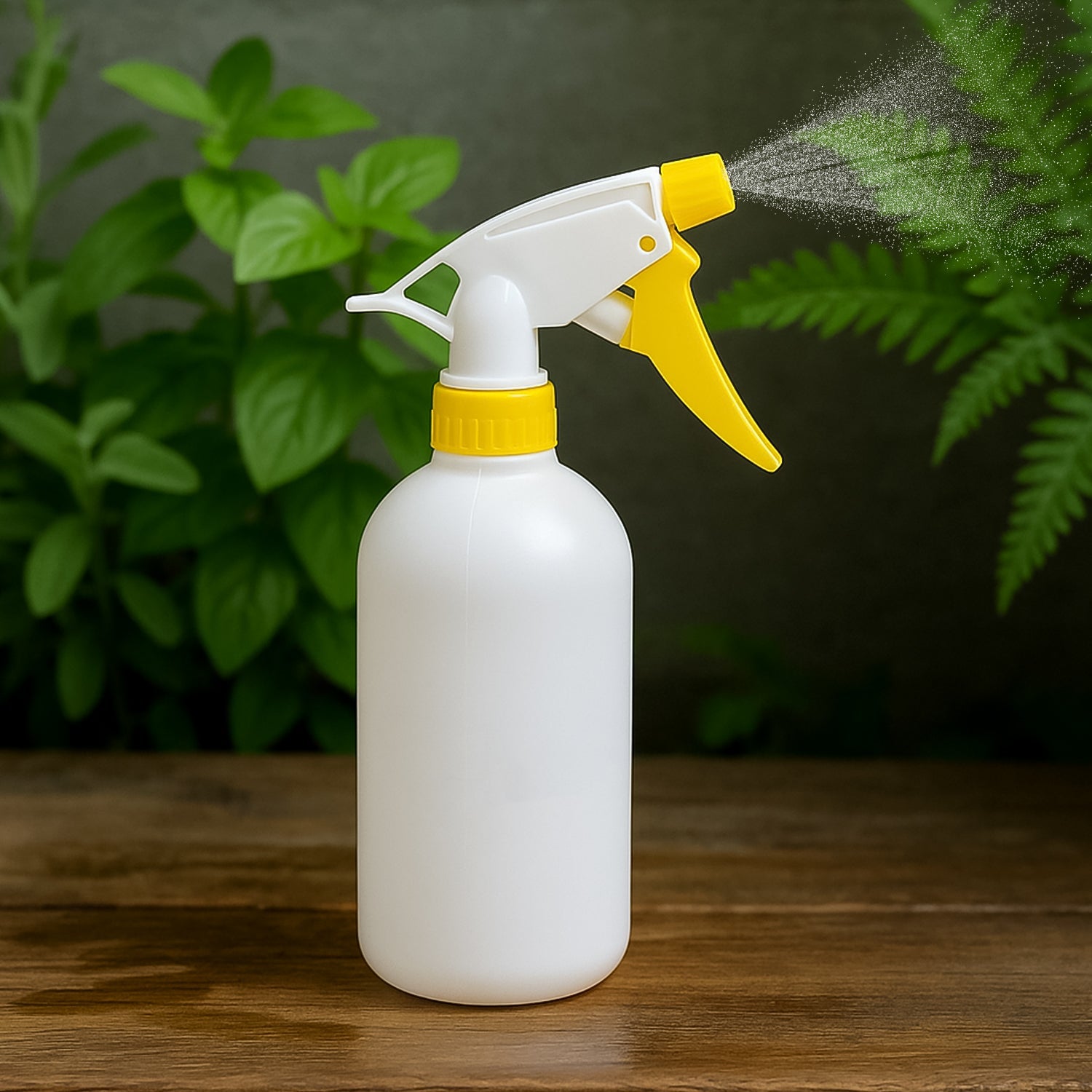 Front view of floral plastic spray bottle 500ml showing the trigger nozzle and floral print