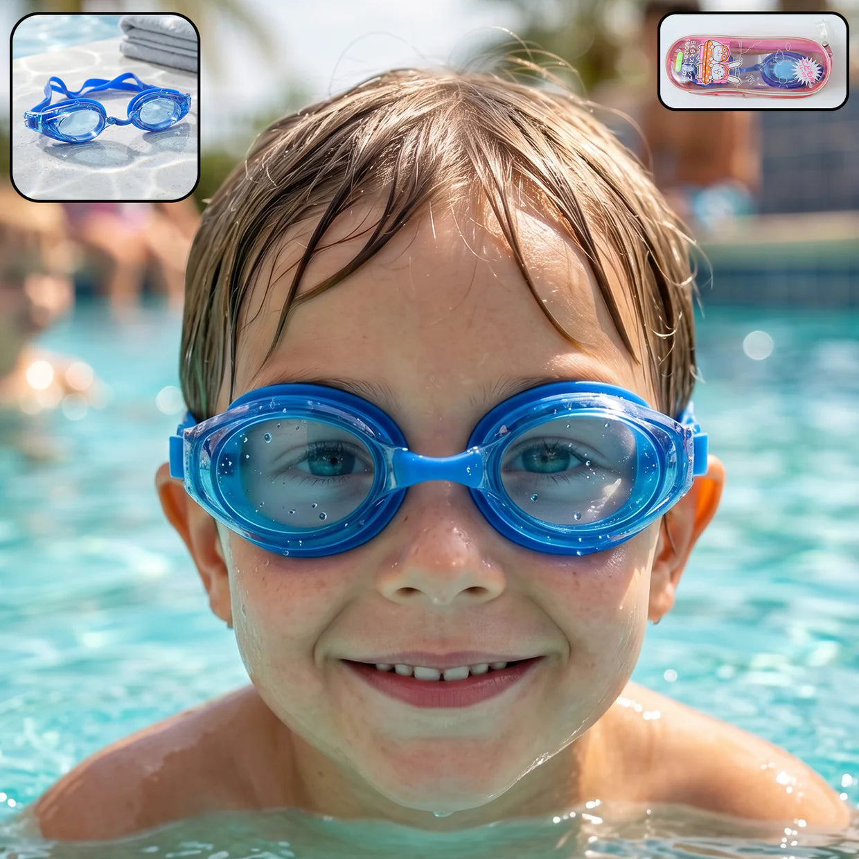 Happyclick Kids Durable Swimming Goggles with Soft Cushion Seal and Adjustable Head Strap – 1 Pc
