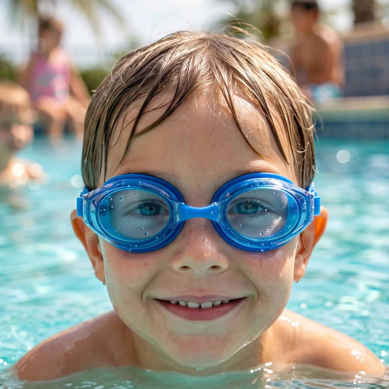 Happyclick Kids Durable Swimming Goggles with Soft Cushion Seal and Adjustable Head Strap – 1 Pc