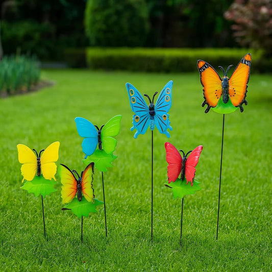 Happyclick Colorful Metal Butterfly Garden Stakes for Outdoor Décor (1 pc) - HappyClick