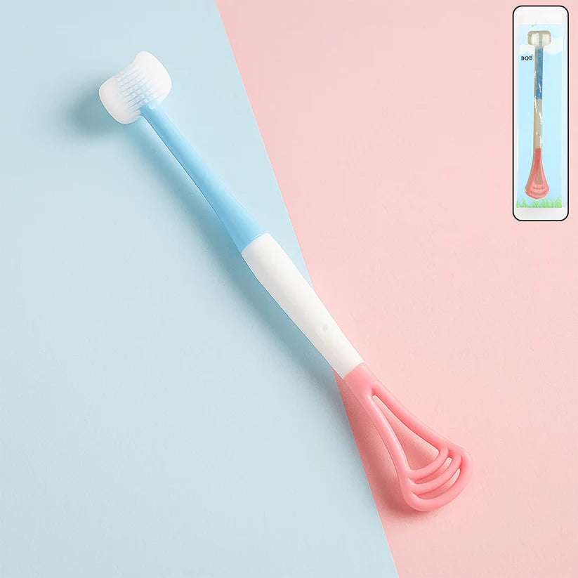 Happyclick 2-in-1 Baby Tongue Cleaner and Oral Massager Stick with Soft Silicone Brush Head - HappyClick