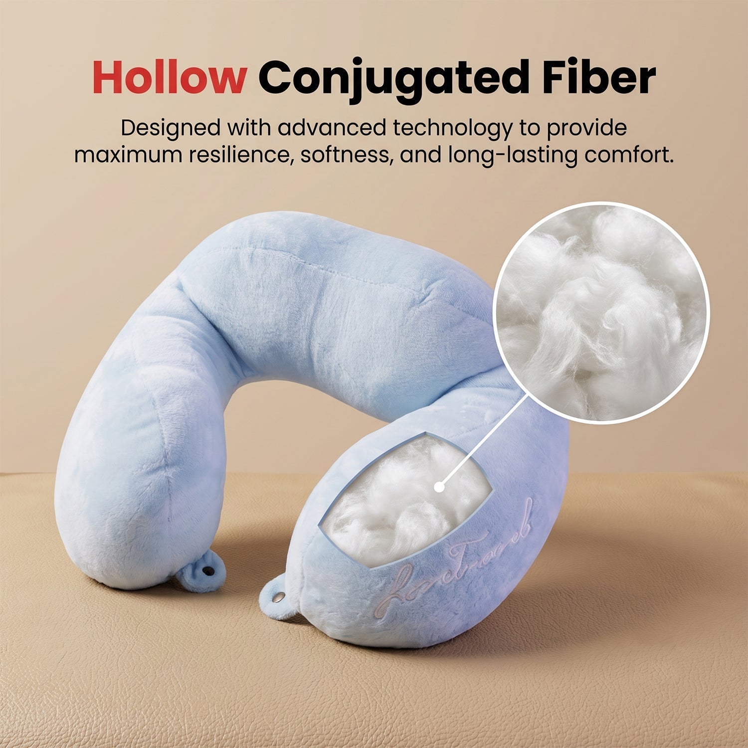 Comfortable U shape support pillow for napping on journeys
