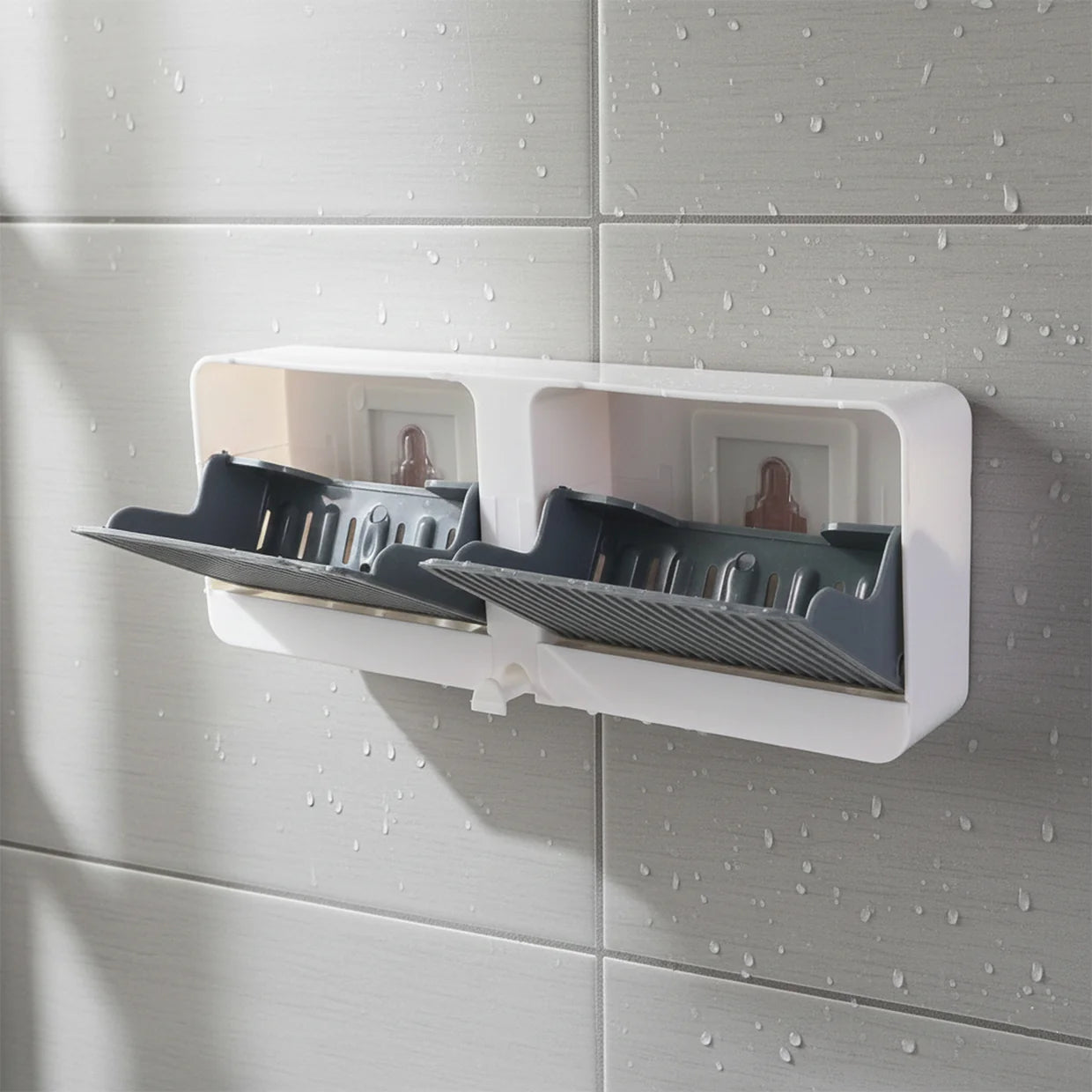 Happyclick Wall Mounted 4-Compartment Bathroom Storage & Soap Holder