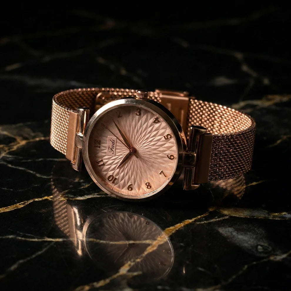 Happyclick Elegant Rose Gold Finish Analog Wrist Watch (1 Pc) - HappyClick