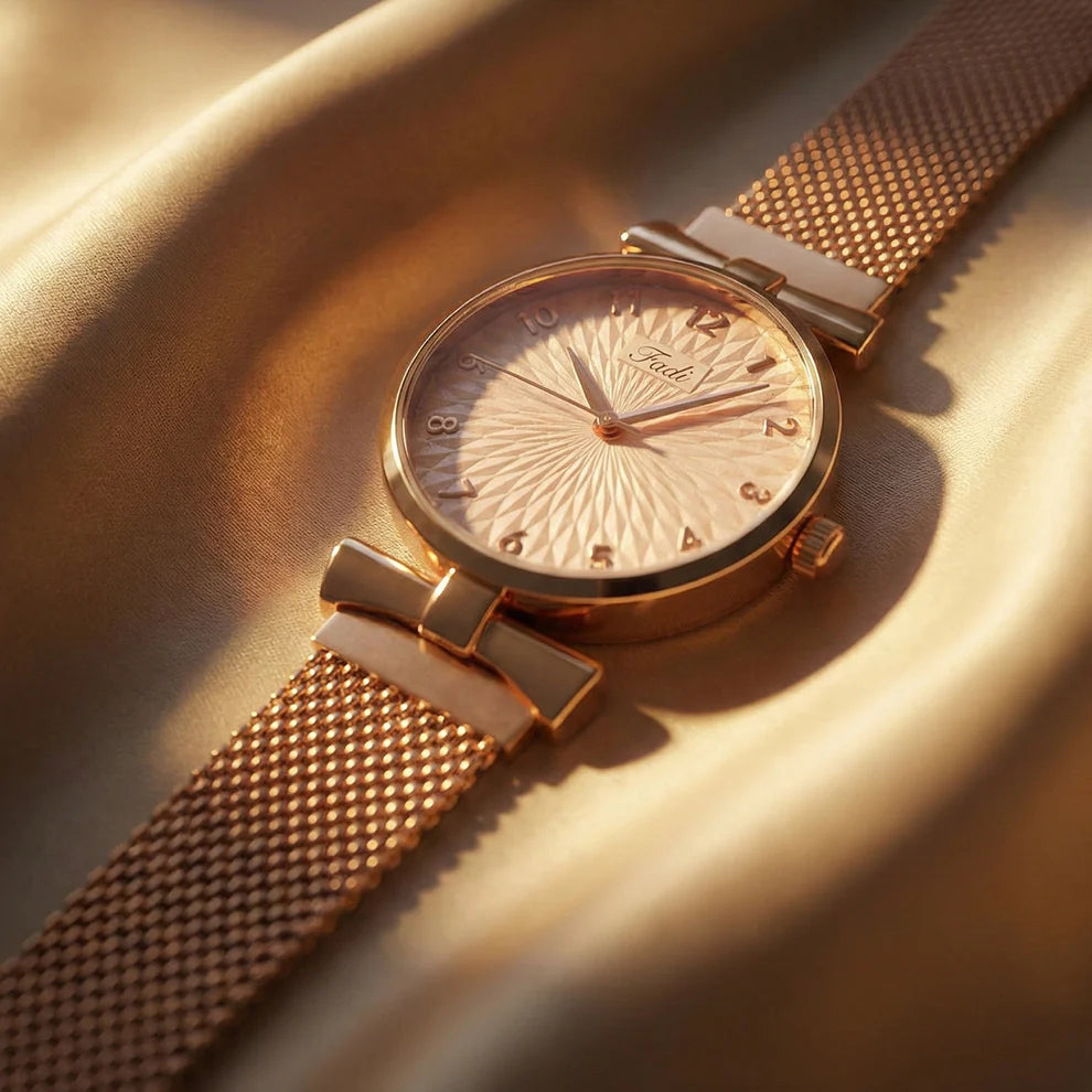 Happyclick Elegant Rose Gold Finish Analog Wrist Watch (1 Pc) - HappyClick