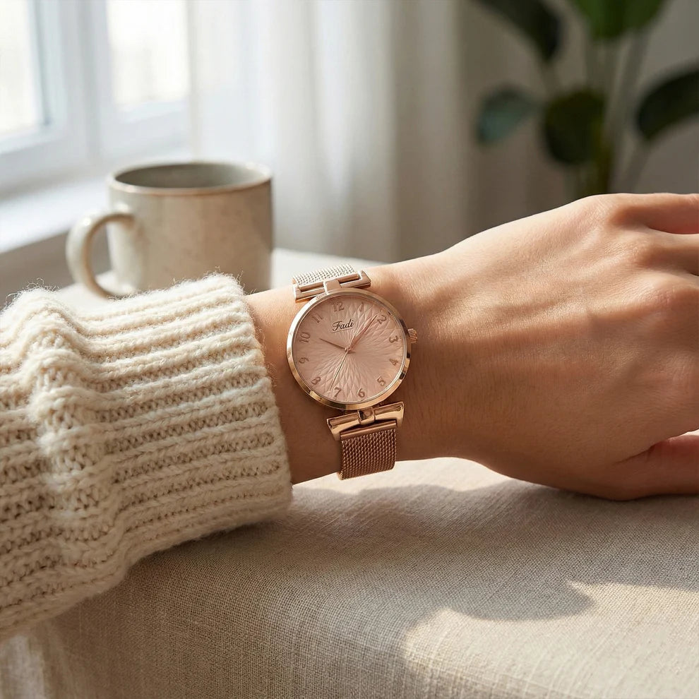 Happyclick Elegant Rose Gold Finish Analog Wrist Watch (1 Pc) - HappyClick