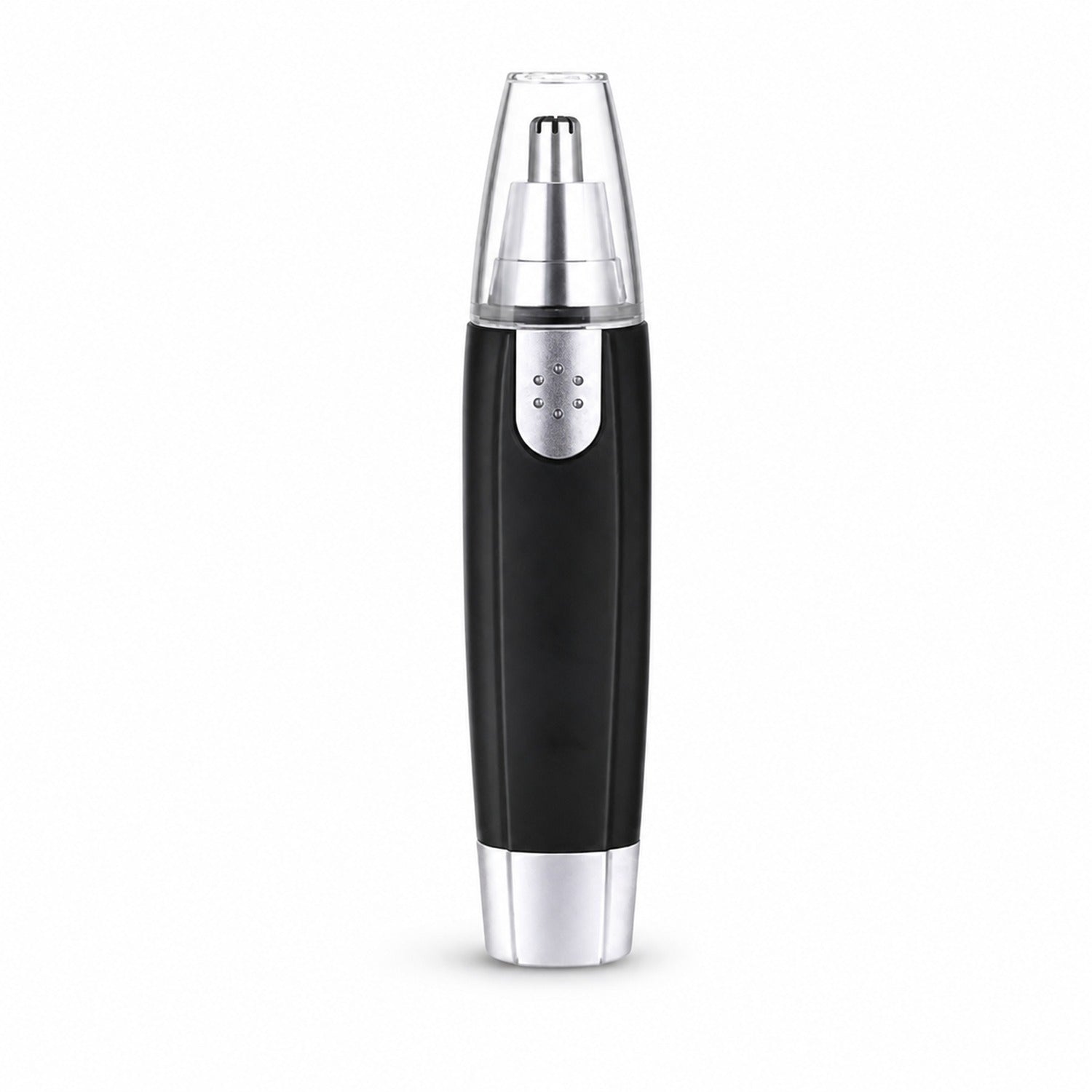 Hand holding the compact painless grooming device for nose and ear hair removal.
