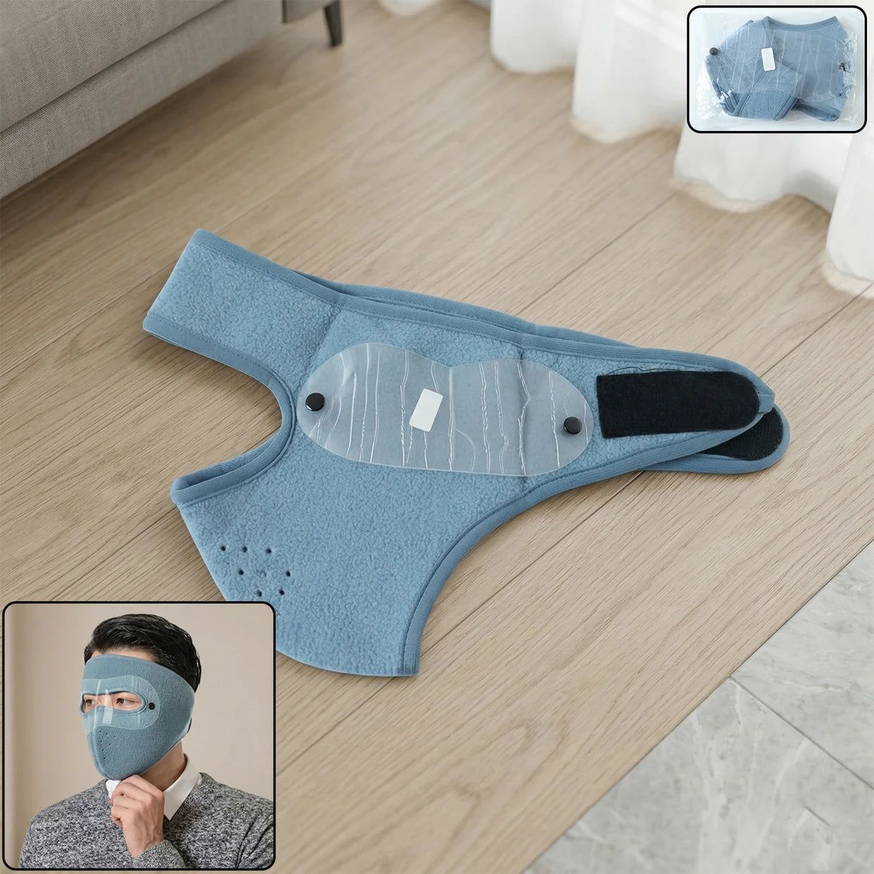 Happyclick Reusable Anti Fog Face Mask with Eye Shield (1 Pc, Big Size)