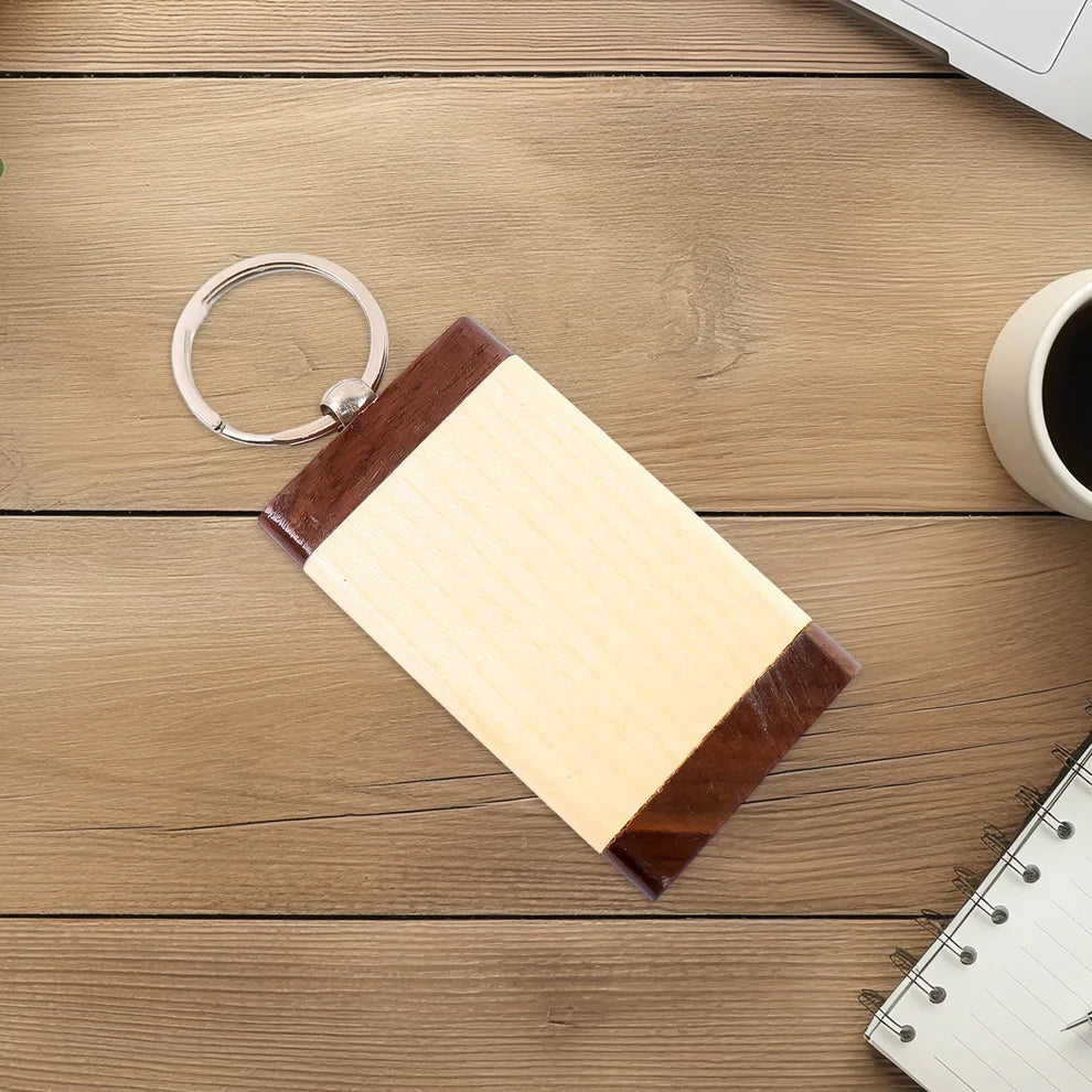 Happyclick Premium Wooden Keychain with Dual Tone Finish (1 Pc) customize