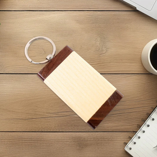 Happyclick Premium Wooden Keychain with Dual Tone Finish (1 Pc) customize