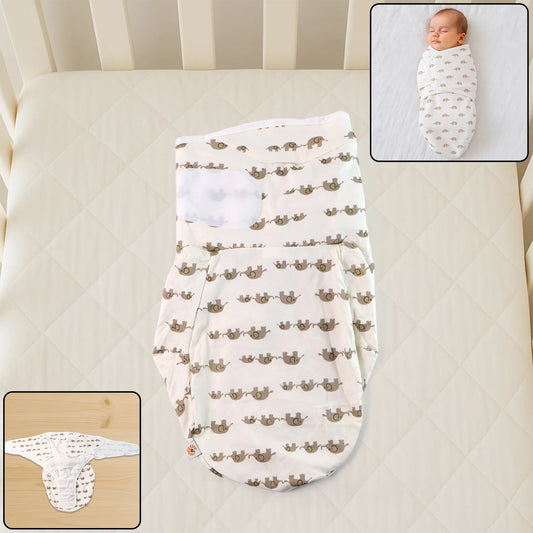 Happyclick Soft Cotton Adjustable Baby Swaddle Wrap for Newborns (1 Pc)