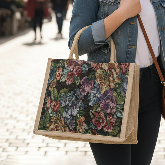Happyclick Multipurpose Floral Print Carry Hand Bag 1 Pc 29x33 Cm