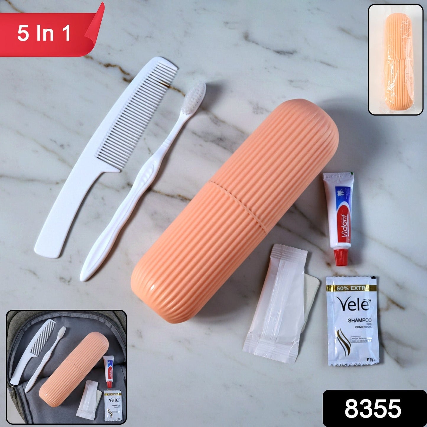 Travel grooming kit for men and women for daily hygiene