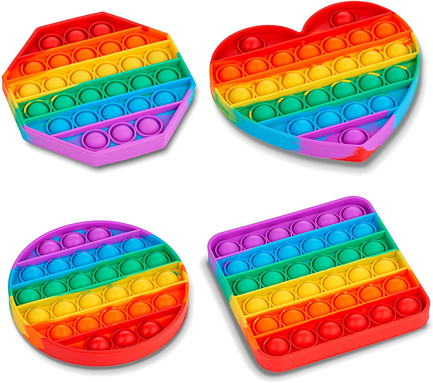 Random shaped colorful fidget toy showing heart and octagonal shapes
