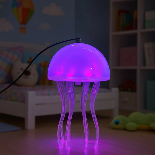 Happyclick 3D Jellyfish LED Night Lamp for Kids & Adults | Color-Changing Mood Light for Bedroom, Living Room & Home Decor | Soft Ambient Glow with Flexible Tentacle Design | USB Powered Creative Jellyfish Shape Table Lamp for Gifting & Decoration - HappyClick