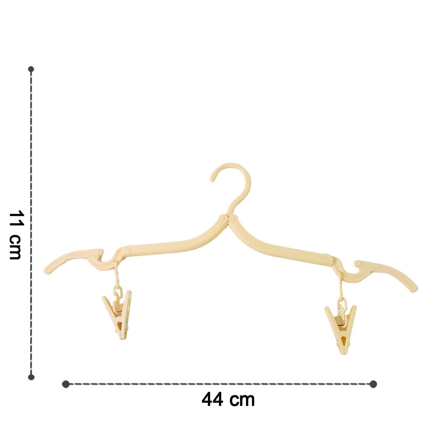 Compact foldable hanger with rotating hook and strong clips for drying garments