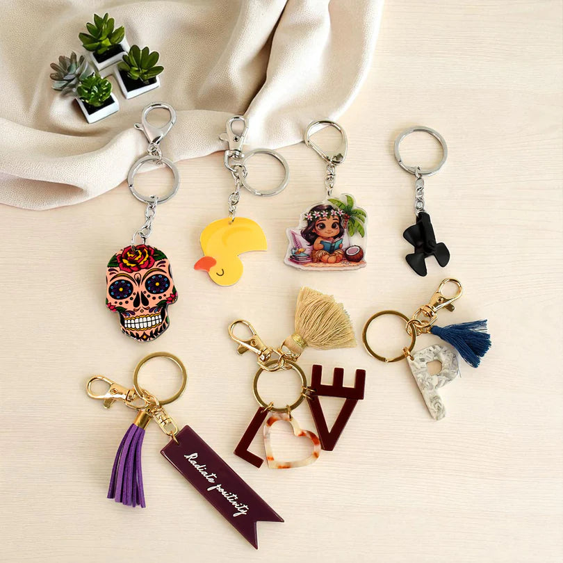 Happyclick Trendy Designer Assorted Keychains (Mix Design / 1 Pc) - HappyClick