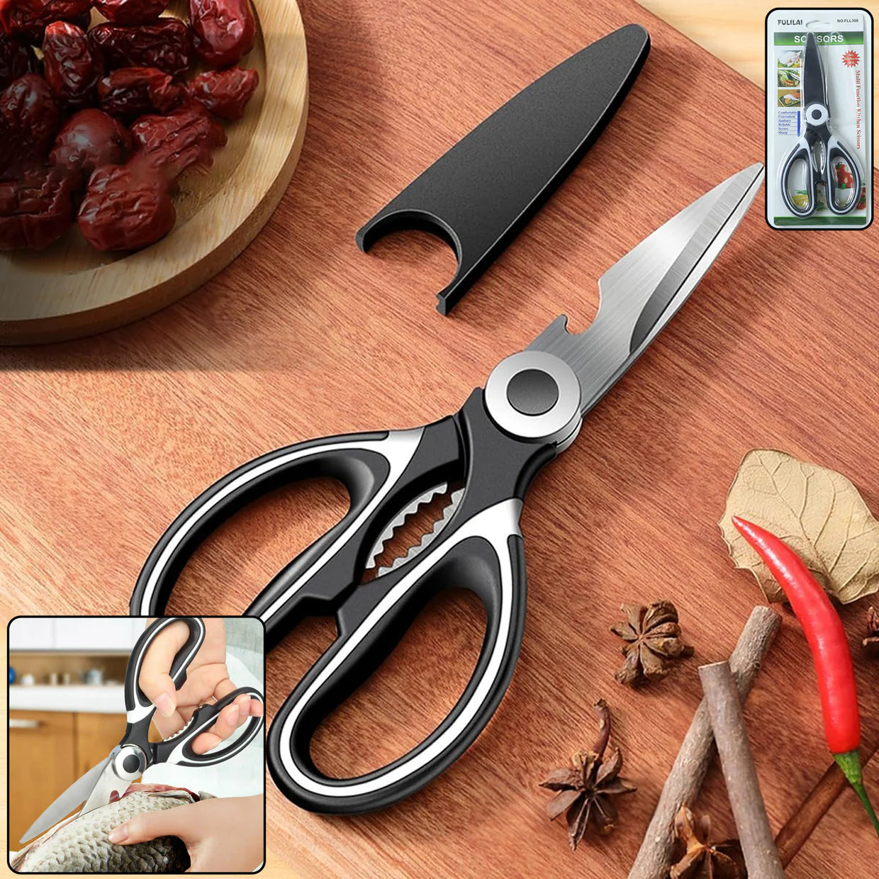 Happyclick 3-in-1 Multi-Function Kitchen Tool Veggies, Fruit, Cheese & Meat with Bottle Opener