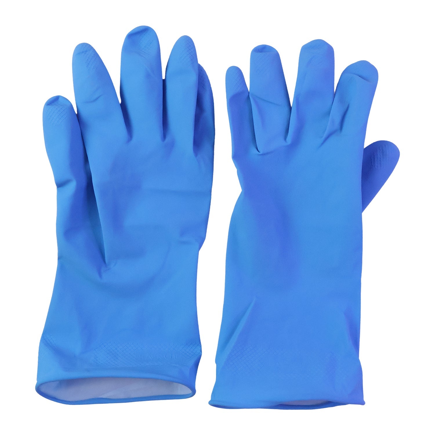 Reusable large blue waterproof rubber gloves