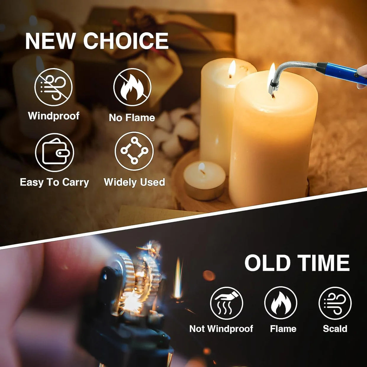 Happyclick Metal Rechargeable Electric Arc Lighter with Flexible Neck (1 Pc)