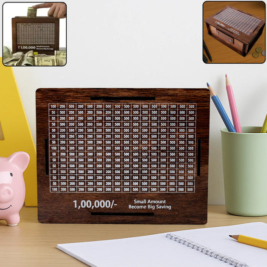 Happyclick Wooden Money / Piggy Bank, Money Box (1 Pc / Pen Not Included)