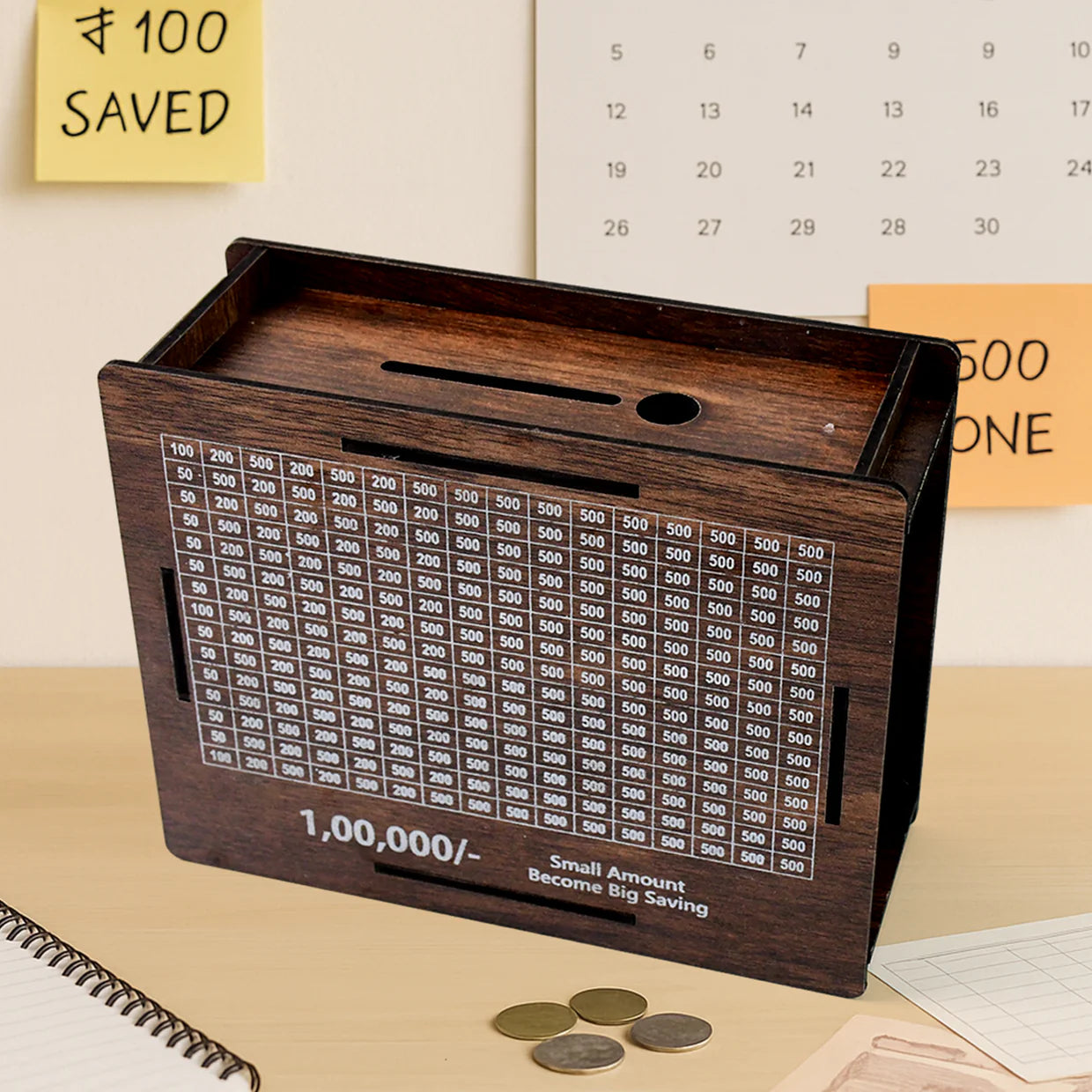 Happyclick Wooden Money / Piggy Bank, Money Box (1 Pc / Pen Not Included)