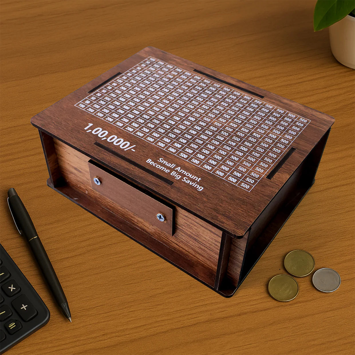 Happyclick Wooden Money / Piggy Bank, Money Box (1 Pc / Pen Not Included)