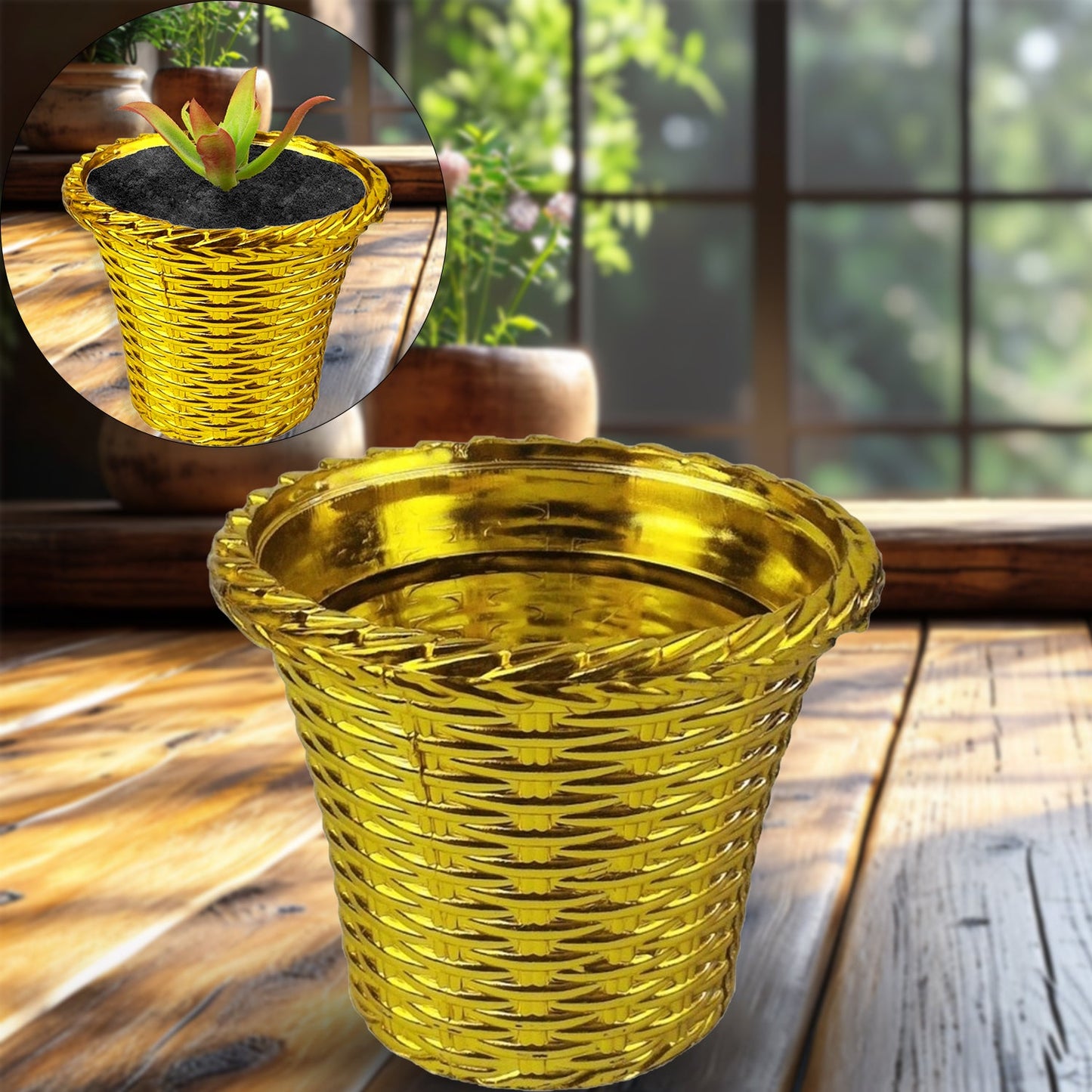 Lightweight plastic Valencia flower pot suitable for indoor use