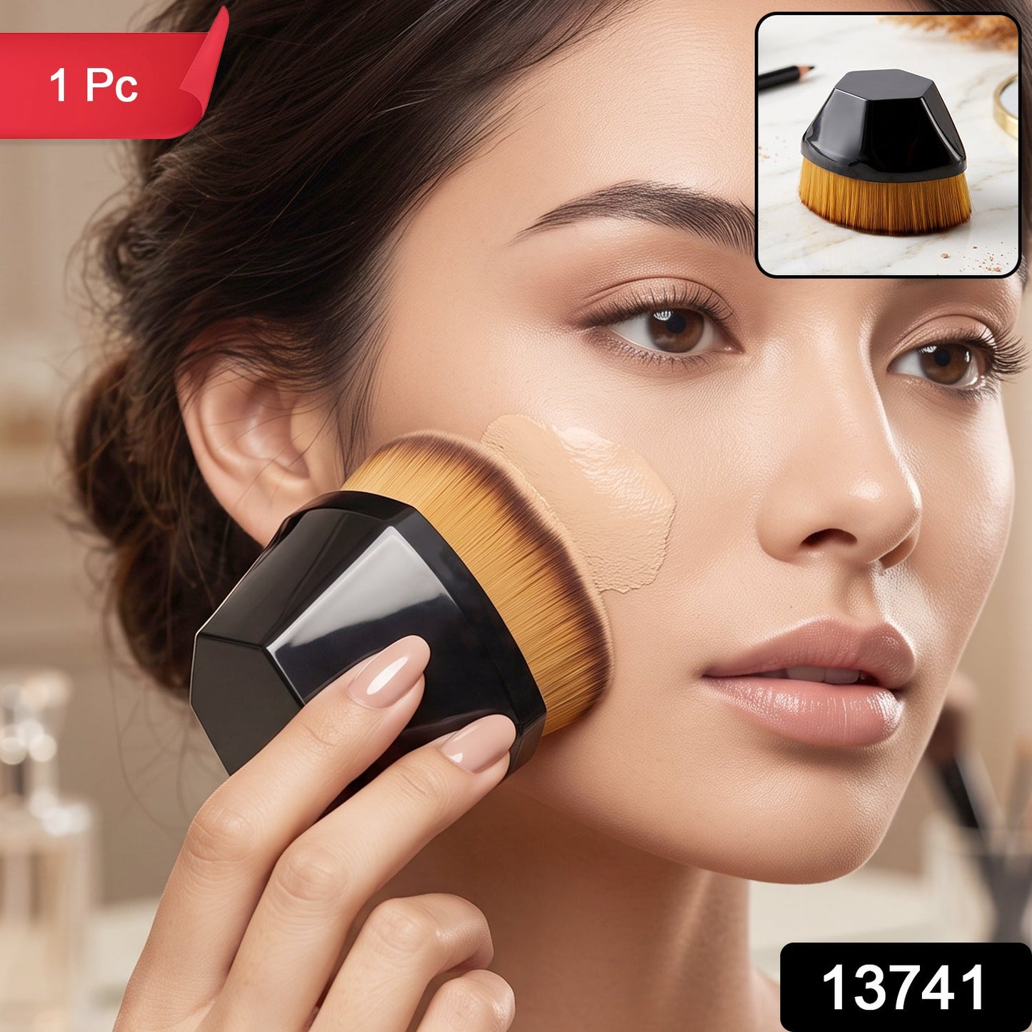 Foundation Makeup Brush – Soft Bristles & Portable Case | BeautyBare (B Grade)